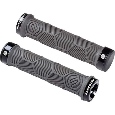 Fahrradgriffe MTB Gummi Double Lock-on 22,2mm Lenkergriffe Grau (1/5)