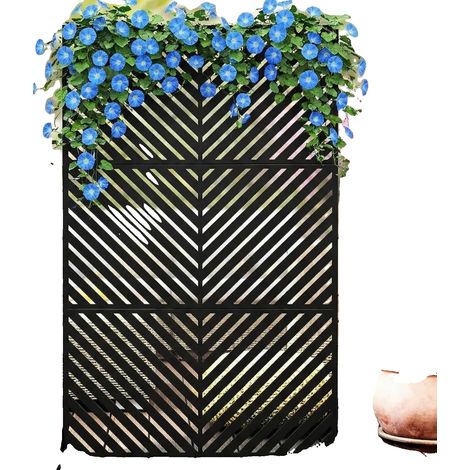 Mampara de privacidad, metal galvanizado, 122 cm x 45 cm x 198 cm, autoportante, diseño resistente al viento, fácil montaje. (1/5)