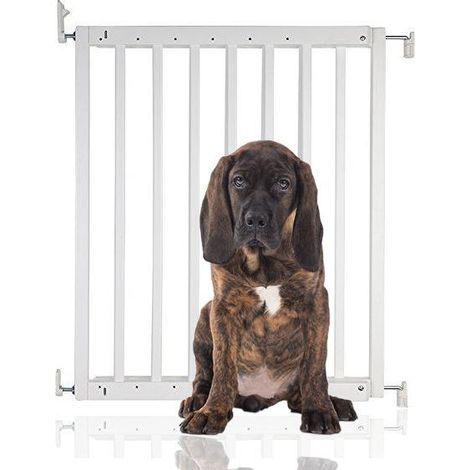 Bettacare Chunky Wooden Screw Fit Dog Gate, 63.5cm - 105.5cm, White, Wooden Dog Gate Gate, Screw Fit Pet Stair Gate, Puppy Gate