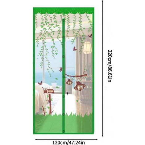 Moustiquaire Magnetique - Porte Fenetre 120 x 220 cm - Fermeture Automatique - Vert - 1 Unite (1/4)