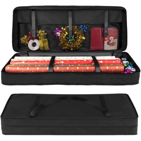 Sollbry Sac de Rangement pour Papier Cadeau 82 x 13 x 34 cm, Organisateur de Stockage de Papier Cadeau de Noël en Tissu Oxford 600D avec 3 Compartiments, Organisateur de Papier Cadeau Étanche (1/5)