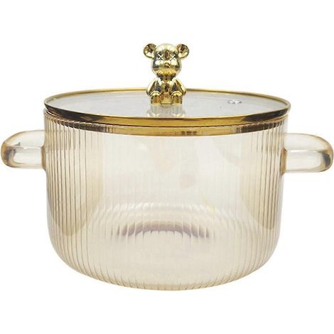 Glas-Kochtopf, durchsichtiger Kochtopf, Suppentopf, Heizfunktion, zwei Griffe, Gold