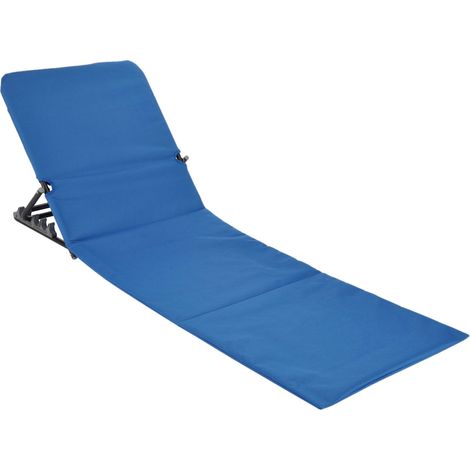 Strandmatte klappbar mit verstellbarer Rückenlehne - blau - Liegematte faltbar mit Tragegurt - Sonnenliege Gartenliege Sonnenmatte Liegematte für Garten Camping Picknick Reise Urlaub