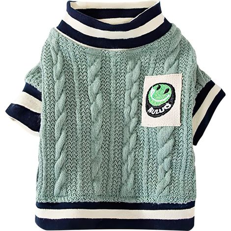 Pull pour animaux, vêtements d'automne et d'hiver pour chien, pull chaud pour chien et chat, manteau et veste pour chiot, pull tricoté pour chat, taille M, vert (1/4)