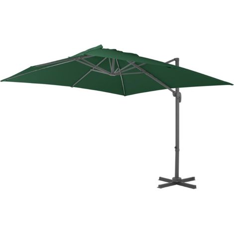 Ombrellone da Giardino Esterno Palo Decentrato inclinabile e Girevole a 360° Verde,3X3M