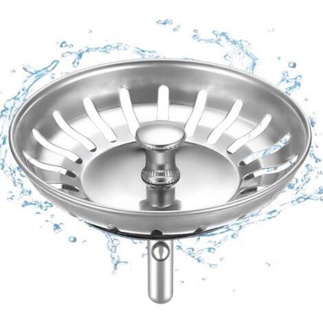 Bouchon d'Evier de Cuisine 82 mm - épaissi Acier Inoxydable Panier pour Bonde Evier Cuisine - Filtre Evier Cuisine Anti Colmatage avec Attrape Cheveux et Filtre pour éviers de Cuisine (1/5)