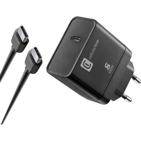 Cellularline Chargeur Super Rapide Usb C 45 W Noir Chargeur Réseau