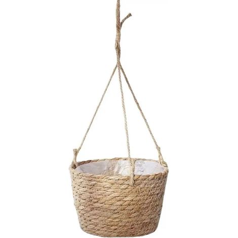 Panier Suspendu Pour Plantes - En Fibre Végétale - Pour Intérieur Et Extérieur - Design Minimaliste - 1 Pièce (1/5)