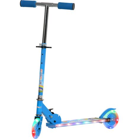 Trottinette enfant pliable 3-7 ans roues lumineuses PU musique bleu 67x32x78 cm (1/5)