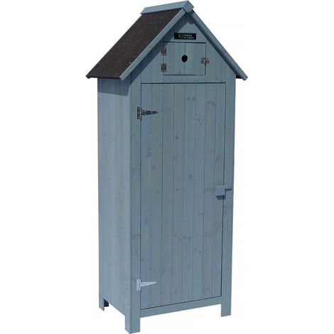 Habitat Et Jardin – Armoire de jardin en bois de sapin 77 x 54.5 x 179 cm – Résistante à l'eau – 3 étagères pour rangement – Couleur bleu ciel (1/7)