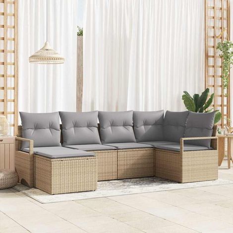 vidaXL Set di divani 6 pcs Beige polyrattan (1/5)