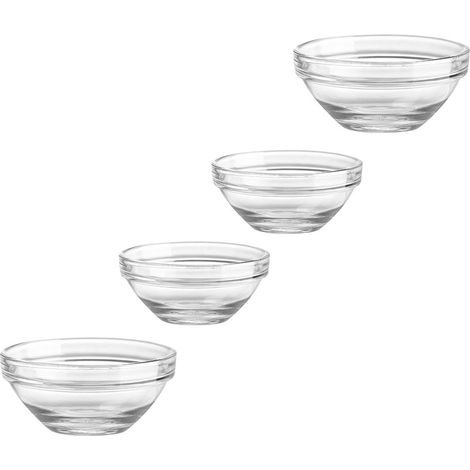Petits ramequins en verre, lot de 4, empilables, transparents, pour salades, desserts, sauces, bonbons aux noix (1/5)