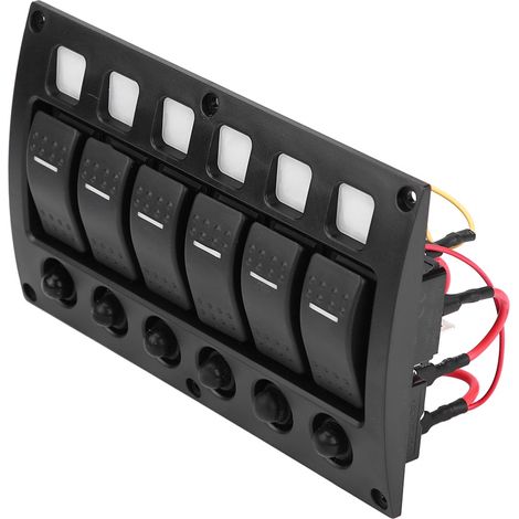 Panneau d'interrupteur bascule 6P 12/24V avec voyant LED et disjoncteur pour voiture, bateau, camping-car, yacht (1/5)