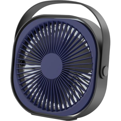Petit ventilateur de bureau 6 pouces, silencieux, mini, portable, rechargeable par USB, bleu (1/5)