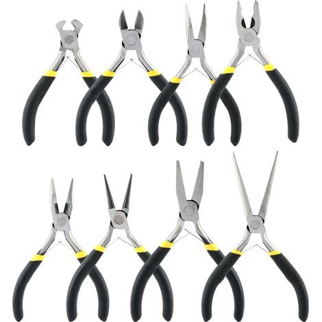Ensemble de mini-pinces, 8 pinces à bec long avec poignées ergonomiques pour la création de bijoux, la réparation électronique et le bricolage. Outils multifonctions pour la fabrication de bijoux. Kit (1/5)