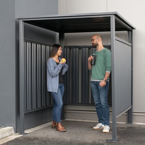 Westmann Metall Fahrradunterstand, Raucherunterstand, Fahrrad-Carport, anthrazit, 180 x 200 cm x 210 cm (L x B x H) (1/8)
