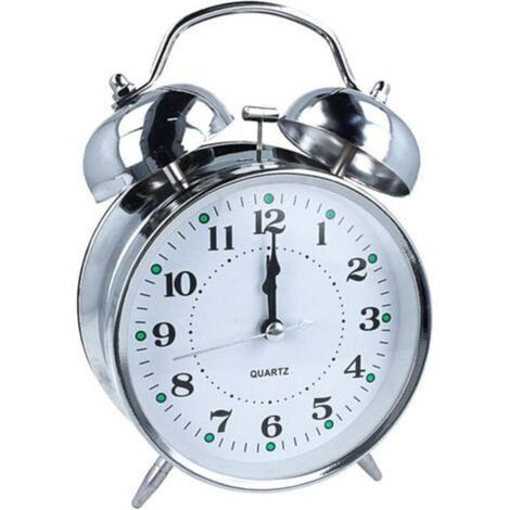 Wecker mit Glocke, Nachttischwecker mit Doppelglocke, klassischer Wecker, Uhr