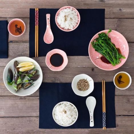 Service De Table - Céramique - Style Japonais - Rose - Lave-Vaisselle - 6 Pièces (1/4)