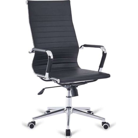 Silla de oficina giratoria y elevable París alta. Acabado en negro. 54 cm(ancho) 108-113.5 cm(altura) 66 cm(fondo) (1/3)