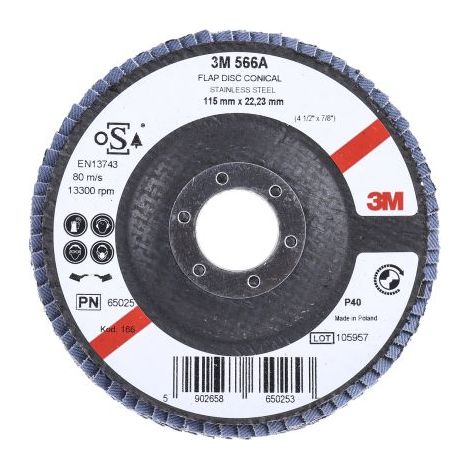 Disque abrasif 3M PN65026 566A, P40, Ø 115mm ( Prix pour 1 )