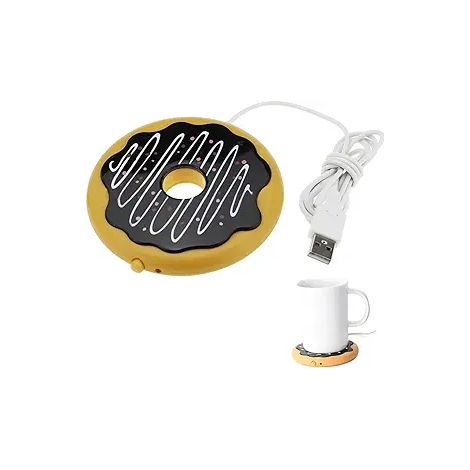 Lot de 4 dessous de verre thermiques USB pour cookies et donuts, gadget de bureau adorable, isolant réutilisable, protection de table, cadeau original (1/3)