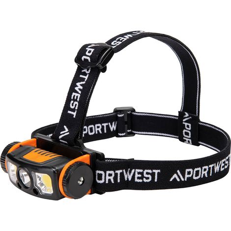 Linterna frontal USB LED con detector de movimiento - Negro/naranja - Portwest