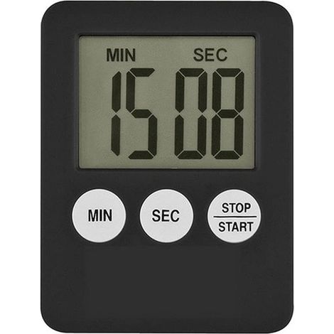 MINUTERIE DE CUISINE LCD DIGITAL SERZT Minuterie de cuisson carrée Aimant Compte à rebours avec alarme, Noir (1/5)