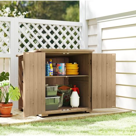 Meuble jardin rangement bois toit asphalté gris OKMYHOME (1/4)