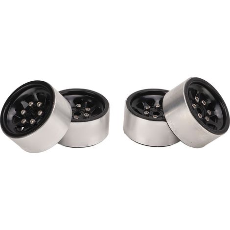 Satz mit 4 universellen 1-Zoll-Leichtmetallfelgen für RC-Räder, Schwarz, Upgrade-Ersatz (1/5)