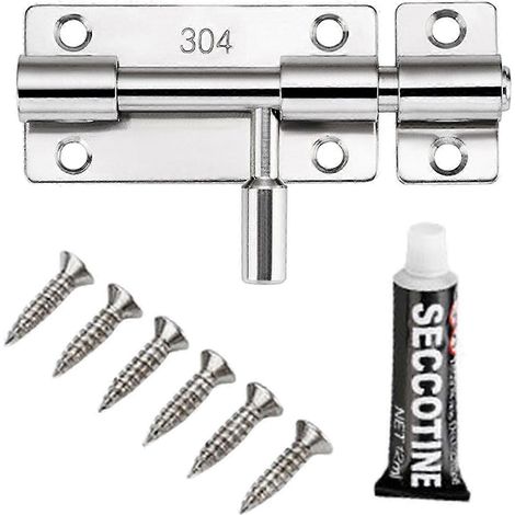 Verrou coulissant robuste en acier inoxydable, pour porte de chambre avec vis, compatible avec les portes intérieures de style 2 (1/5)