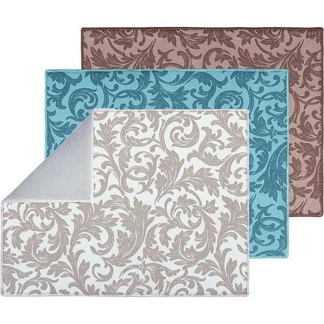 Tapis de séchage vaisselle - 3 pièces - Tapis égouttoir - Tapis de bar - Microfibre - Tapis de séchage - Tapis de cuisine - Tapis de plan de travail - Tapis de vaisselle - Tapis de séchage facile à ne (1/5)