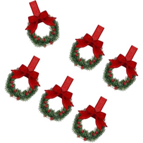 Weihnachtsschrank-Kranz, 6-teilig, 13 cm künstlicher Beerenkranz, für die Weihnachtsdekoration im Innen- und Außenbereich.