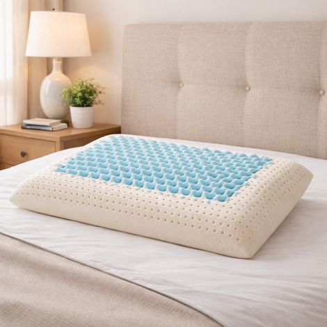EVERGREENWEB - Cuscino Memory Foam 40x70 alto 12 cm, Modello Saponetta AIR MASSAGE Doppia Fodera Silver e Cotone NATURALE Lavabile, Guanciale Letto per CERVICALE, Traspirante Termosensibile Antiacaro (1/5)