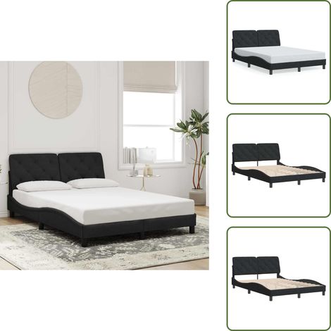Cuscino testiera - vidaXL Giroletto senza Materasso Nero 120x200 cm Velluto - Velluto