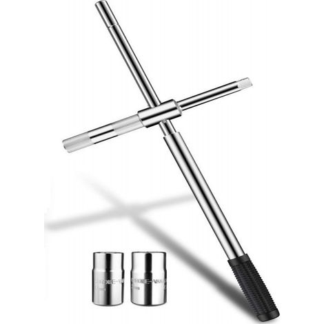 Clé croix pour roue voiture en acier Cr-V – 4 tailles 17/19/21/23mm – Design split pour rangement facile – Antidérapante et robuste (1/5)