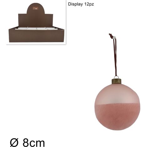 PALLA VETRO DIAMETRO 8 CM ROSA OPACO CON VELLUTO