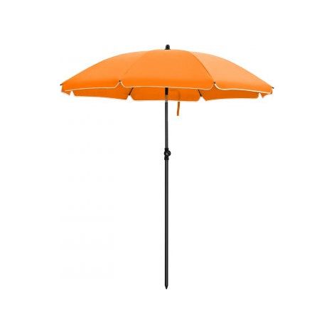 Ombrellone dritto 50 stecche in tela poliestere fiberglass basculante borsa da trasporto terrazzo giardino balcone spiaggia diametro 160 cm arancione