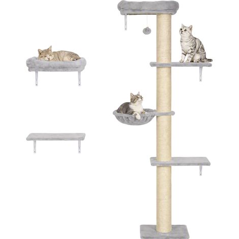 Mur d'escalade pour chat, ensemble de 3 éléments comprenant un griffoir, des plateformes et un hamac. (1/5)