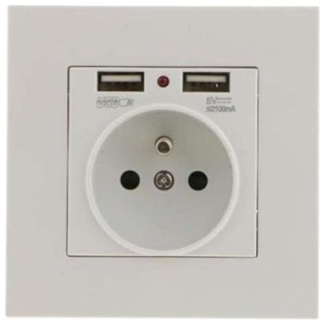 Lot de 2 Prises Murales, Prise Electrique Murale avec Double USB 5V/2100mA, Prise Encastrable avec 2 Ports de USB Pratique (1/4)