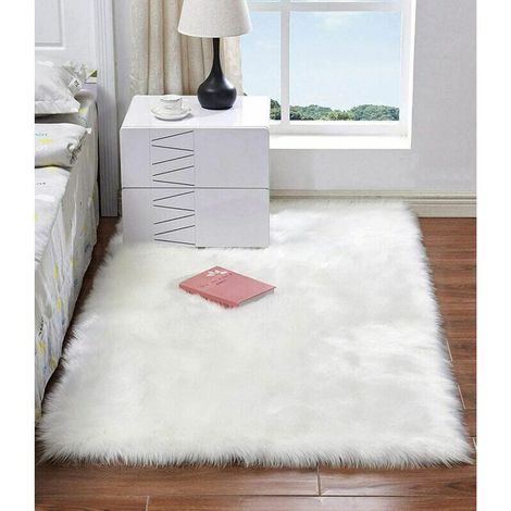Ahlsen Heimdekoration, superweicher weißer Teppich, Kinderzimmerteppich, Schlafzimmer, Wohnzimmerteppich (weiß, 40 x 60 cm)
