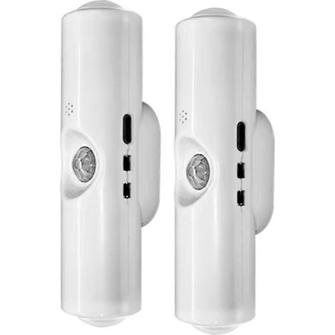 Lot de 2 lampes LED pour placard avec détecteur de mouvement, rechargeables, veilleuses murales d'ambiance pour couloir, escaliers, cuisine. (1/5)