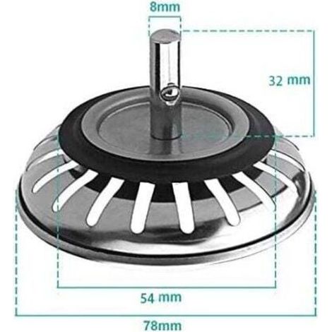 Panier amovible diamètre de l'acier inoxydable 78 mm accessoires pour évier de cuisine mise à l'eau fermeture de parapluie couvercle de lavabo (1/3)
