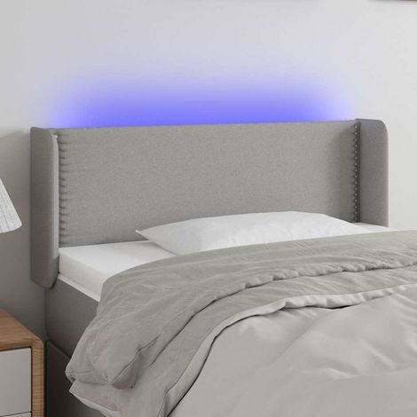 vidaXL Cabecero con LED de tela gris claro 103x16x78/88 cm (1/5)