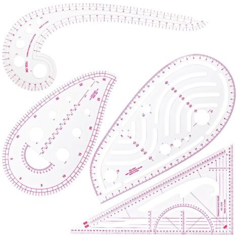 Regle Couture,4 Pcs Perroquet Couture,Règle pour vêtements,Dessin en Plastique Mesure de Couture,Règle De Couture DIY Kit,Outils de couture en forme de courbe,Règles de Couture Transparentes (1/5)