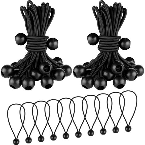 LaBlanc - 50 cuerdas elásticas elásticas de 150 mm, resistentes y flexibles, con bola (negras) (1/5)