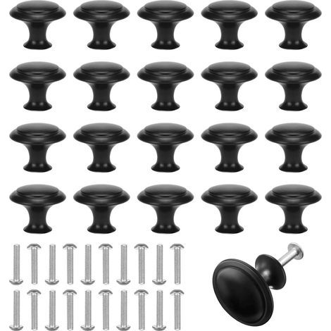AIDUCHO 20 pomos para muebles, pomos negros mate, pomos para cajones con tornillos, pomos negros para puertas de muebles, armarios, roperos y mesitas de noche (longitud 27 mm) (1/5)