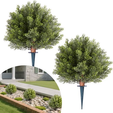 VEVOR Alberi di Cipresso Artificiali con Picchetto da Terra, 2 Set da 406 mm, Arbusti e Cespugli Finti, Piante in Vaso, Finti Alberi di Seta dallAspetto Reale per Decorazioni, Portici Anteriori