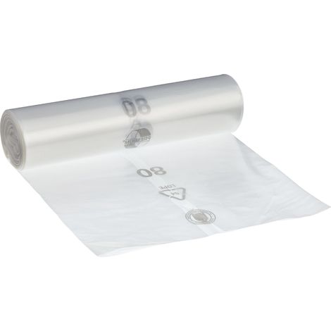 Deiss Premium - Sacchi della spazzatura, bianco o trasparente, da 70 o 120 litri, 70 Liter - Typ 60, trasparente, 1