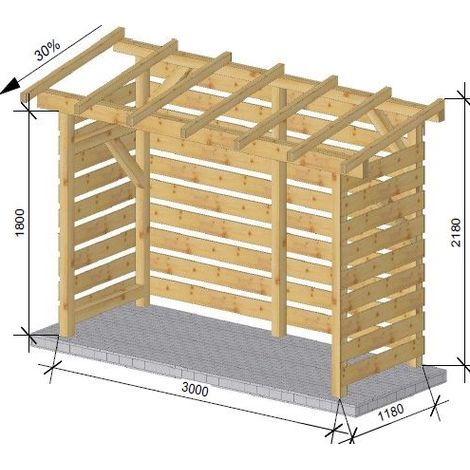 WMU – Abri bus en bois massif épicéa – Dimensions 348 x 140 x 218 cm – Traitement autoclave marron classe 3 – Fabrication française (1/4)