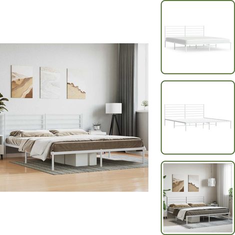 Cama de invitados - vidaXL Estructura cama sin colchón con cabecero metal blanco 180x200cm - Cama de metal